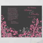 Hot Pink & Grey Abstract Floral Wedding Program Custom Flyer