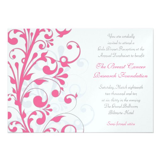 Hot Pink, Grey, & White Fundraiser Invitation