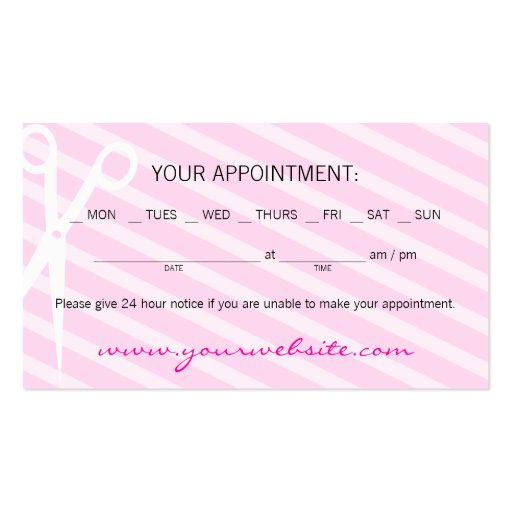 Hot Pink Hair & Beauty Appointment Business Card (back side)