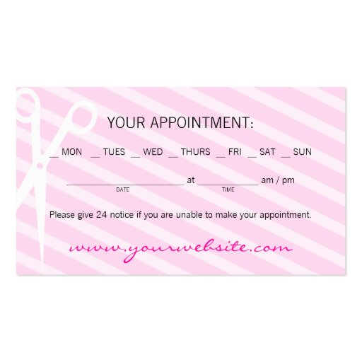 Hot Pink Hair & Beauty Appointment Business Card Templates (back side)