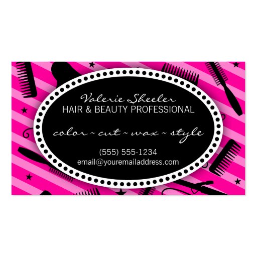 Hot Pink Hair & Beauty Appointment Business Card Templates (front side)