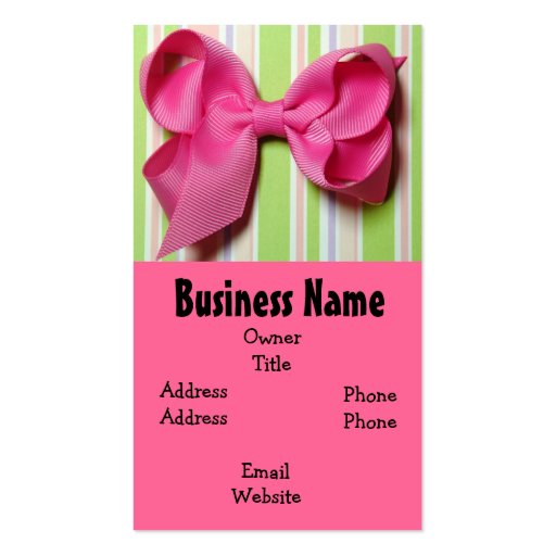 Hot Pink Hair Bow Business Card
