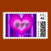 hot pink heart Best Friends Forever postage