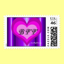 hot pink heart Best Friends Forever postage