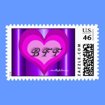 hot pink heart Best Friends Forever postage by artworkbydarlene hot pink heart Best Friends Forever postage