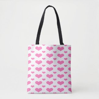 Hot Pink Hearts in a Row Custom Tote Bag