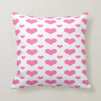 Hot Pink Hearts in a Row Pattern Throw Pillow
