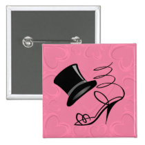 Hot Pink Hearts Top Hat and High Heels button