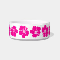 Hot Pink Hibiscus Flower pet bowls