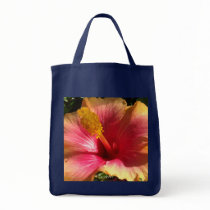"Hot Pink Hibiscus"  Grocery Tote bags