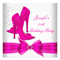 Hot Pink High Heel Shoe Birthday Party Personalized Invitation