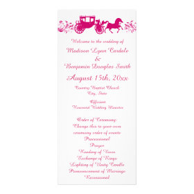 Hot Pink Horse and Carriage Wedding Programs Rack Card Template