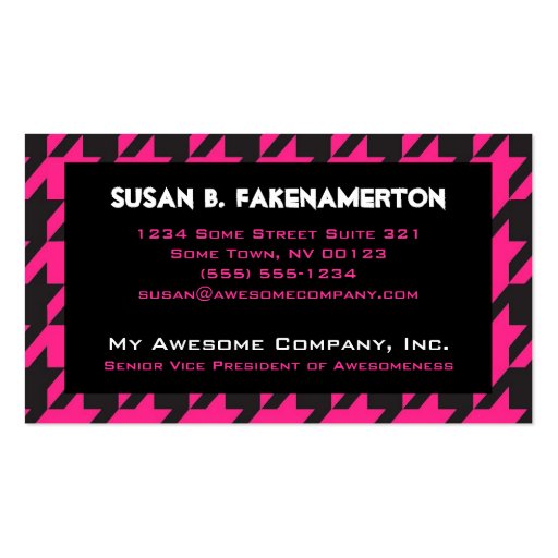 Hot Pink Houndstooth Business Card