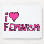 Hot Pink I Heart Feminism Mousepads
