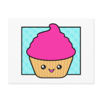 Hot Pink Kawaii Cupcake postcards by megakawaii Hot Pink Kawaii Cupcake postcards