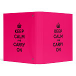 Hot Pink Keep Calm and Carry On (black) Vinyl Binders