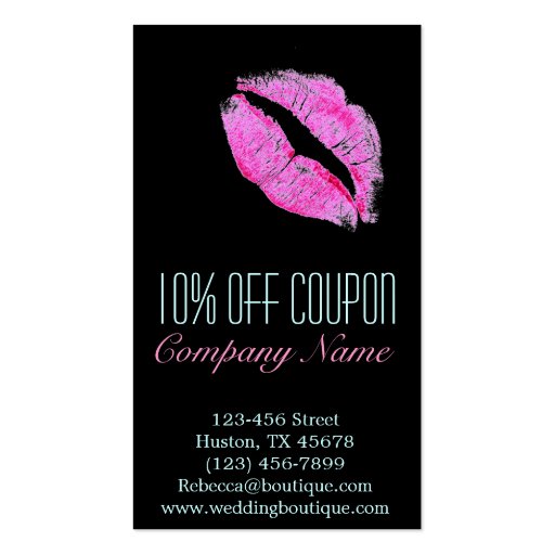 hot pink kiss Makeup Artist Business Business Card Template (front side)