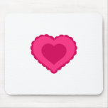 Hot pink lace love heart mousepad