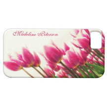 Hot Pink Ladies Floral Photo Personalized iPhone 5 Cases