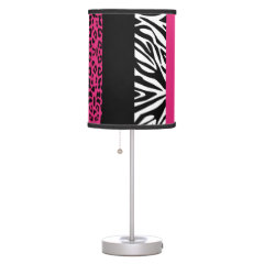 Hot Pink Leopard and Zebra Custom Animal Print Desk Lamps