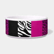 Hot Pink Leopard and Zebra Custom Animal Print petbowl