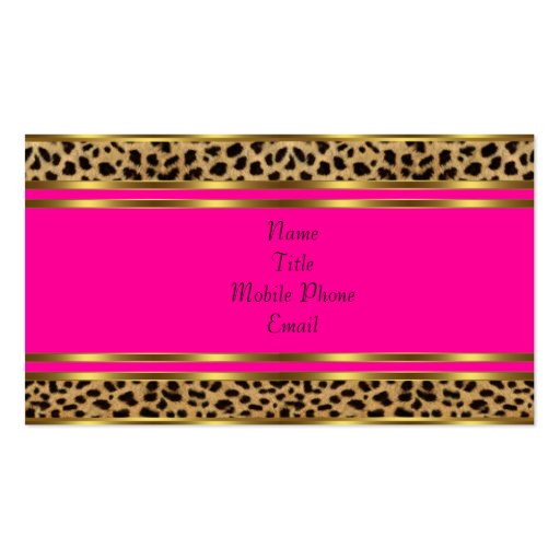 Hot Pink Leopard Business Cards (back side)