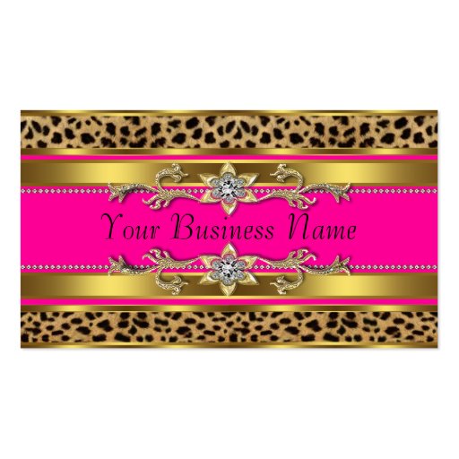 Hot Pink Leopard Business Cards (front side)
