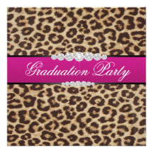 Hot pink Leopard Graduation Party Invitations