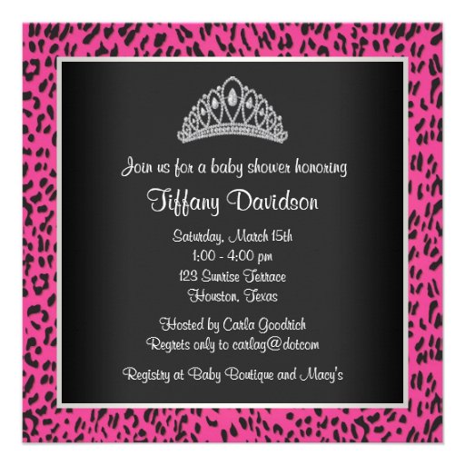 Hot Pink Leopard Princess Baby Girl Baby Shower Invitation