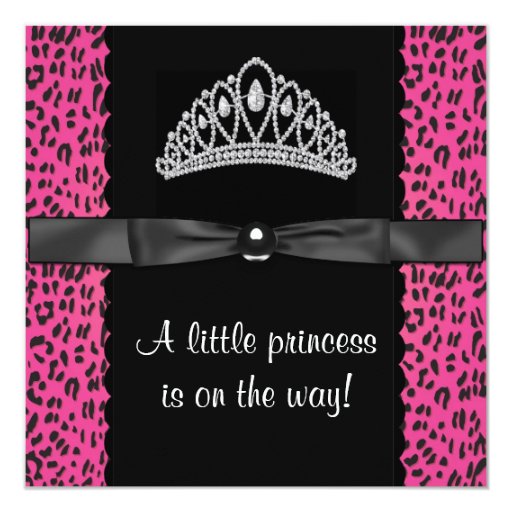 Hot Pink Leopard Princess Baby Girl Baby Shower Invitation