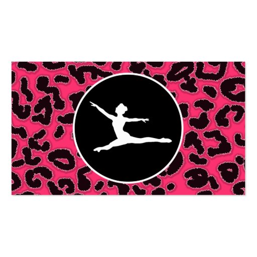 Hot Pink Leopard Print; Ballet Dancer Business Card Templates (front side)