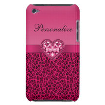 Hot Pink Leopard Print & Bling Heart iPod Touch Covers
