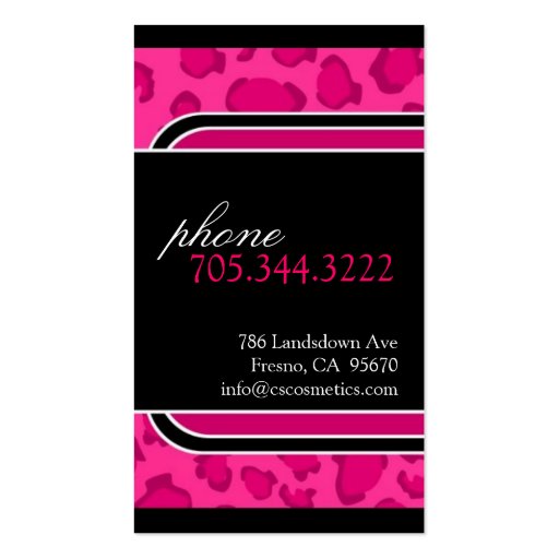 Hot Pink Leopard Print  Business Card (back side)