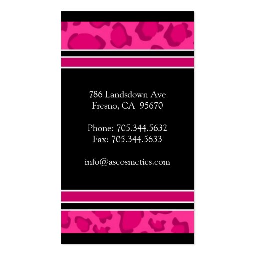 Hot Pink  Leopard Print  | Business Card (back side)