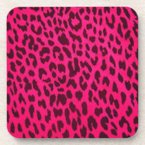 Hot Pink Leopard Print Cork Coaster (Square) cork coasters