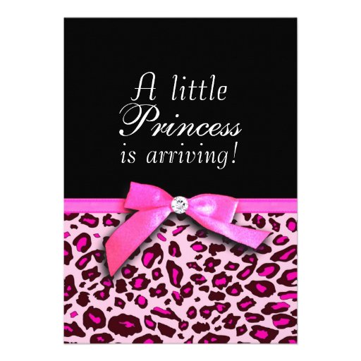 Hot Pink Leopard Print Girl Baby Shower invitation