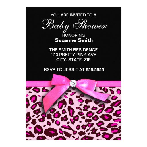 Hot Pink Leopard Print Girl Baby Shower invitation