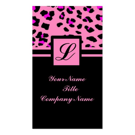 hot pink leopard print girly fashion business card (front side)