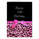 Hot pink leopard print Happy Sweet 16th Birthday cards