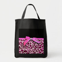 Hot pink leopard print ribbon bow graphic bag