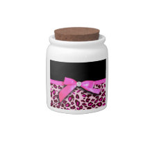 Hot pink leopard print ribbon bow graphic candy dishes