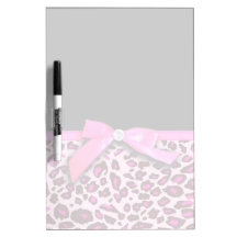 Hot pink leopard print ribbon bow graphic Dry-Erase whiteboards