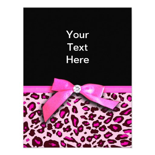 Hot pink leopard print ribbon bow graphic invite
