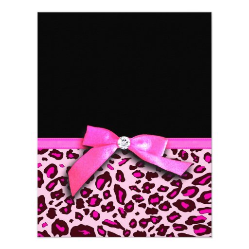 Hot pink leopard print ribbon bow graphic invite