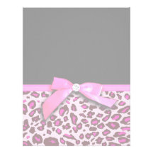Hot pink leopard print ribbon bow graphic letterhead