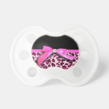 Hot pink leopard print ribbon bow graphic pacifier