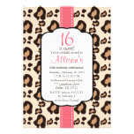 Hot Pink Leopard Print Sweet Sixteen Invitations