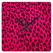 Hot Pink Leopard Print Wall Clock