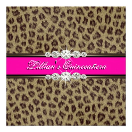 Hot Pink Leopard Quinceanera Invitations