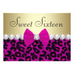 Hot Pink Leopard Sweet Sixteen Custom Invite